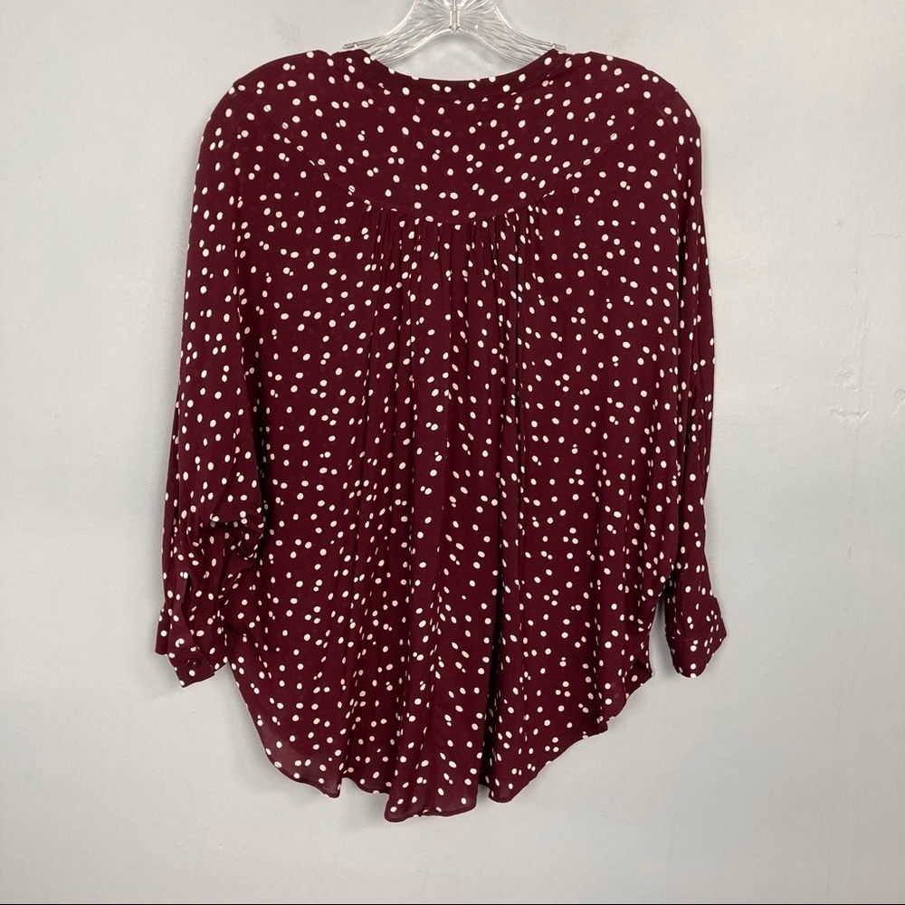 anthropologie Maeve Maroon Linden Polka Dot Blouse - Picture 15 of 15